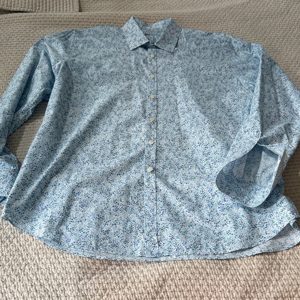 Canali Light Blue Patterned Button Down Shirt - image 1